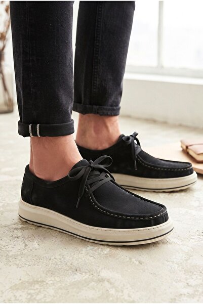 Godystep Rover Genuine Suede Leather Men's Black Saddle Stitched Comfortable ...