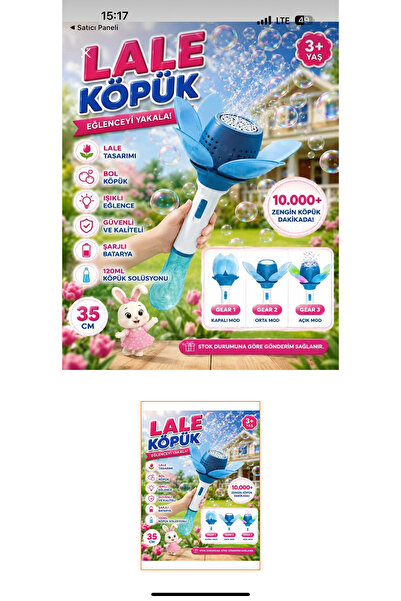 Bubble Wand Cuffcufftoys Işıklı pembe çiçek lale şeklinde şarjlı pilli balonc...