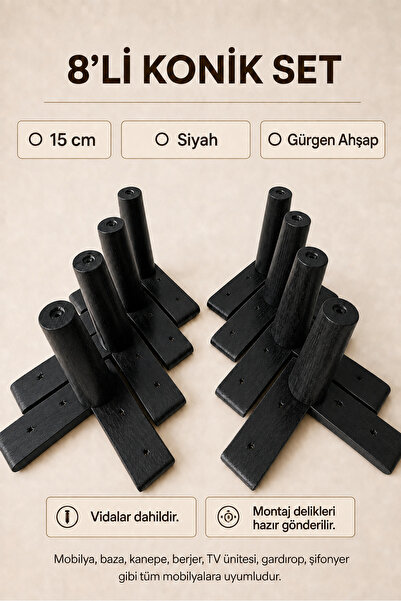 LEGORA WOOD DESİNG Set de 8 picioare de mobilier din lemn de 15 cm, bază de c...