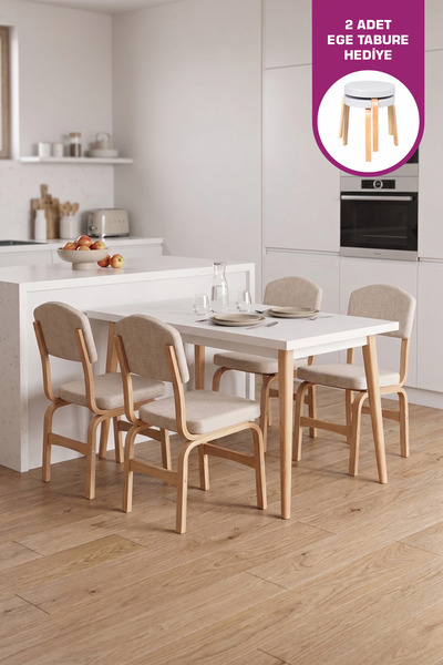 VİLİNZE Ege Sandalye Avanos Ahşap Mdf Mutfak Masası Takımı - 70x120 Cm