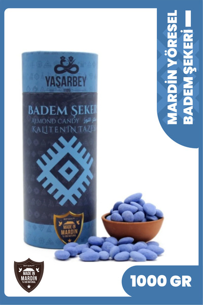 Yaşarbey YÖRESEL MARDİN MAVİ BADEM ŞEKERİ ÇİFT BATIRIMLIK 1.000 GR [GÜNLÜK-TA...