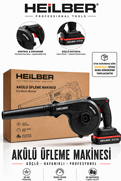 BÖHRER HEILBER Akülü Üfleme Makinesi 21V Yaprak ve Toz Üfleme Blower 2 Batary...