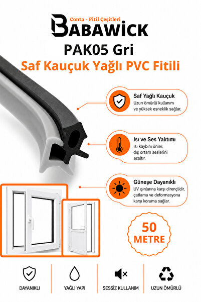 BABAWİCK PAK05 شريط عازل احترافي من المطاط الزيتي النقي PVC للأبواب والنوافذ ...