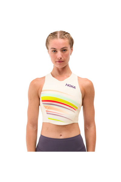 Hoka One One Σουτιέν Αθλητικό CROP DAY RACE 1173534-AFLR Εκρού