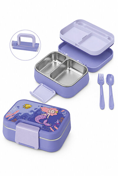 Sowo Home Happi Nutrition Container 1 Liter Stainless Steel 2 Compartment Lea...