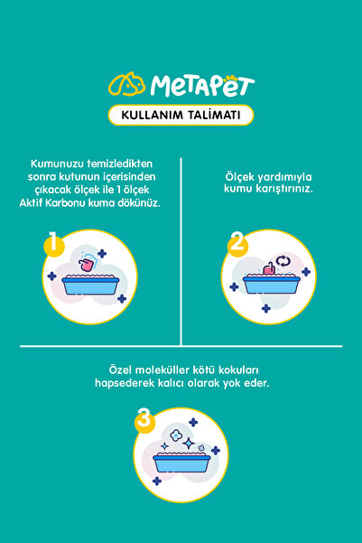 Metapet Aktif Karbon Kedi Kumu Koku Giderici, Kokusuz Akıllı Kedi Tuvaleti ve İdrar Kokusu Önleyici - 480gr