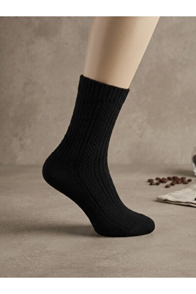 Fonem Women's Socket Seamless Wool Socks Fo 8003 Black 58% Recyclable Wool Bl...