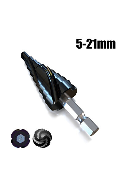 Choice5 5-21 M35 Cobalt 4-Flute Step Drill Bit 1/4 in Metric Tapered Hex Shan...