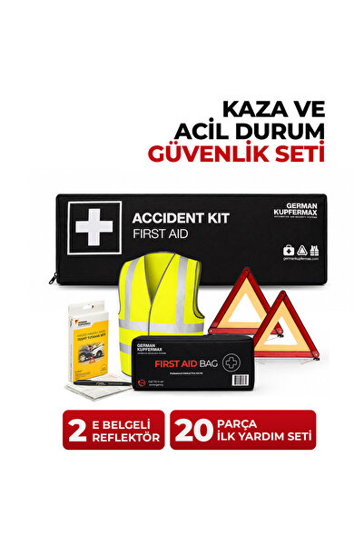 Araç Acil Durum ve Kaza Seti 20 Parça İlk Yardım