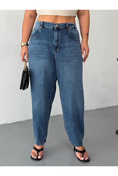 HerTon Women's High Waist Mom Slouchy Jean Pants with Elastic Back Waist