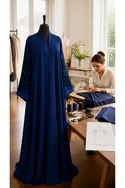 Muslima Wear Muslima Lacivert Saten Abaya