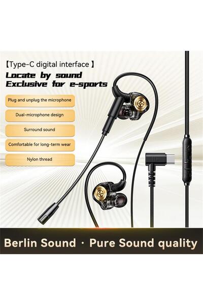 Choice number type c Elough GM5 Dual Mic Gaming Wired Earphones High Sensitiv...