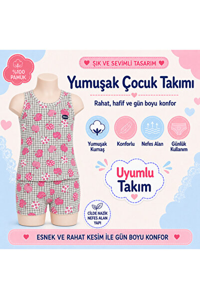 KMK Quality Cotton Girls' Underwear Set (Panties-Tank Top)