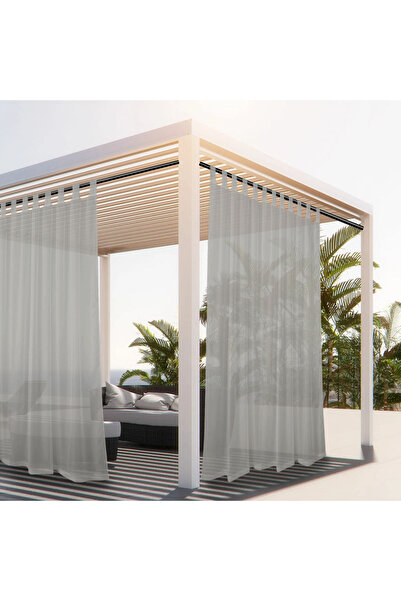 Choice28 Tab top W137 x H241 Sliver 1PC, Outdoor Sheer Volie Curtain With Tab...