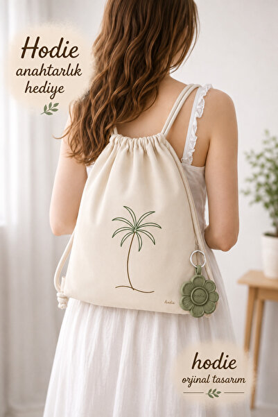 hodie collection Palm Patterned Ruched Cloth Backpack Thin H Lightweight Raw ...