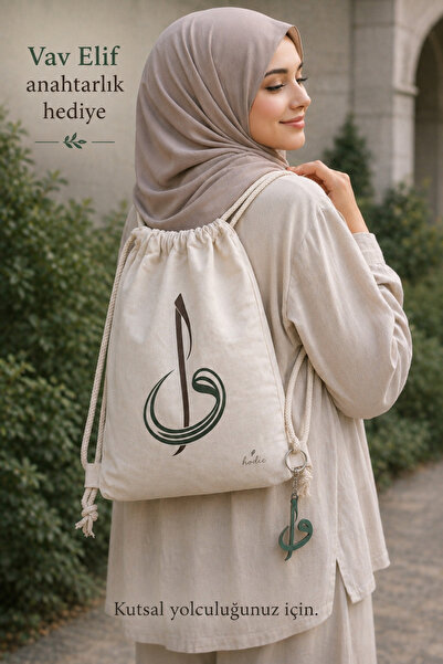 hodie collection Vav Elif Cloth Bag Thin and Lightweight Drawstring Backpack ...