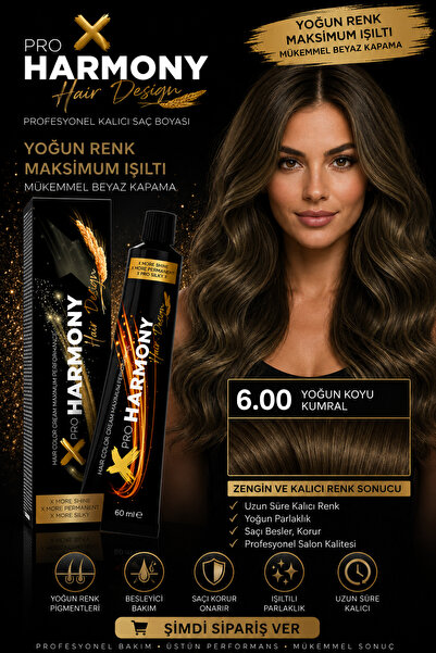 X Pro Harmony Tüp Saç Boyası 6.00 Doğal Koyu Kumral Kalıcı Boya 60 ml Profesy...