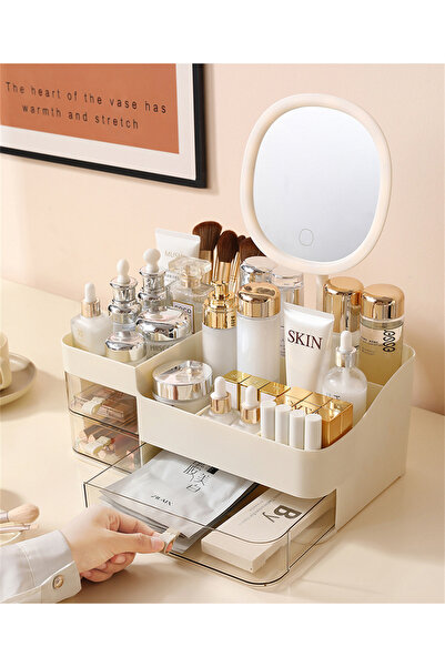 Choice A lot L cream With a mirror Chic Drawer-Style Cosmetic Organizer With ...