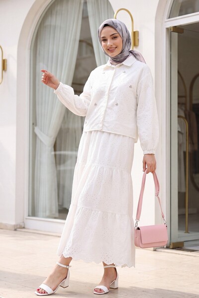 Modamorfo Fisto Detailed Skirted Suit -White