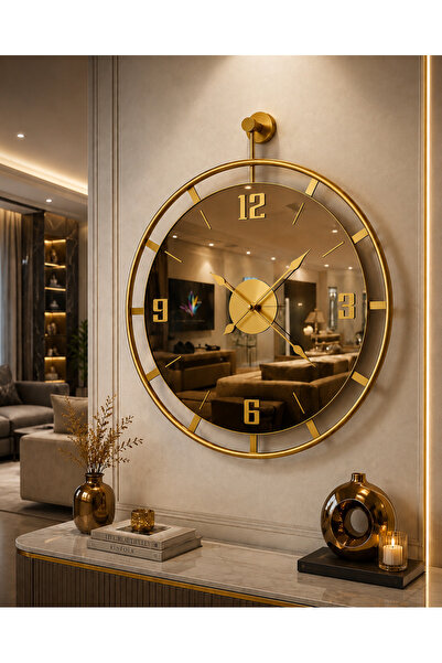 Mgs DUVAR SAATİ GLOW GOLD BRONZ AYNALI DUVAR SAATİ
