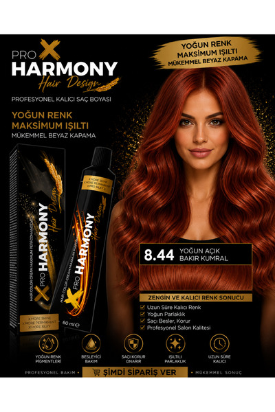 X Pro Harmony Bakır Saç Boyası 8.44 Yoğun Bakır Açık Kumral Kalıcı Tüp Saç Bo...