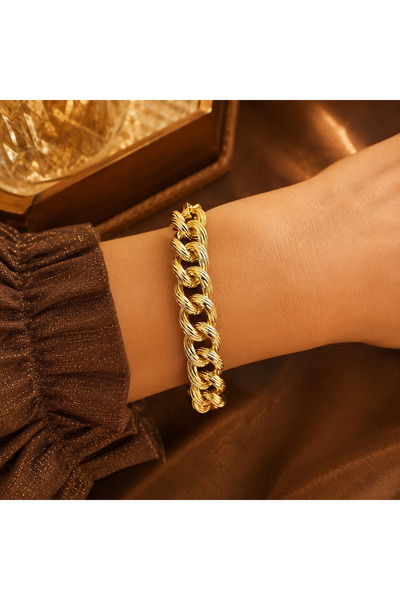 hand shey Kalın Burgu Zincir Bileklik | VIP Premium | CM Logolu | Gold Renk