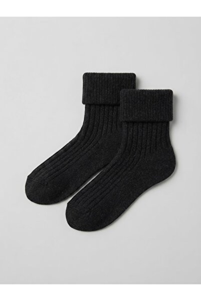 Fonem Women's Folded Sports Socks Fo 8016 Anthracite 58% Wool Blend, Woven Fa...