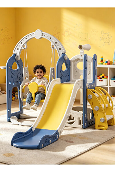 Sheinhome 6-in-1 Kids Slide and Swing for Kids Indoor Outdoor, with Basketbal...