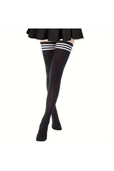 Choice1 black 1Pair Women's Thigh High Socks For Autumn/winter Season Solid C...