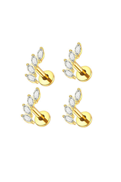 Choice3 مجوهرات ثقب الشفاه (لابريت) بتصميم هندسي، ذهبية، مقاس 1.2X8mm، A-4PCS...