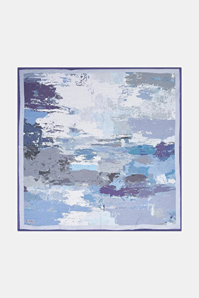 Kayra Abstract Pattern Scarf Indigo
