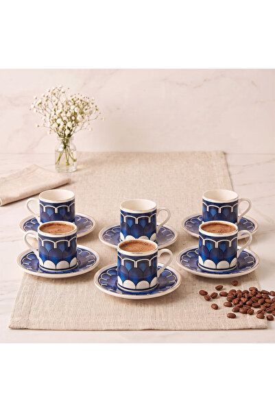Aryıldız Wave Blue 6 Kişilik Türk Kahve Fincan Takımı 90 ml