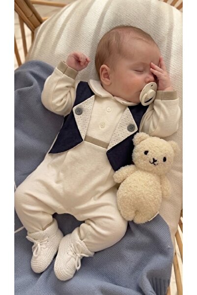 Babydola Erkek bebek tulum papyonlu ve yelek görünümlü mevlüt ve özel günler ...