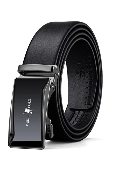 WİLLİAMPOLO Italian Genuine Leather Men's 130 cm Black Belt