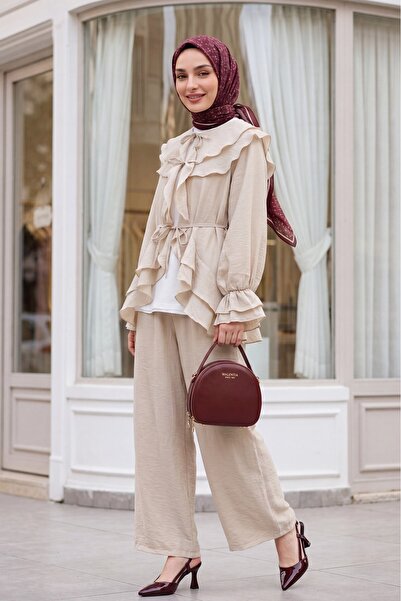 Modamorfo Lace-Up Front, Fold-Over Collar, Elasticated Sleeves, Lined Pants, ...