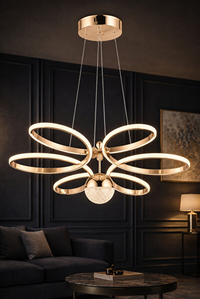İstanbul Avize Papatya Gold 3 Renk Ledli Modern Led Avize