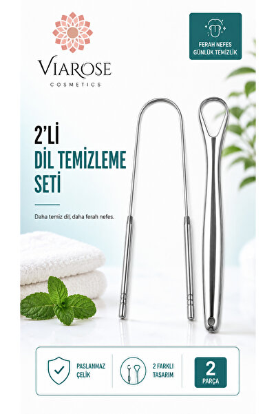 Paslanmaz Çelik Dil Temizleyici ve Dil Sıyırıcı Seti