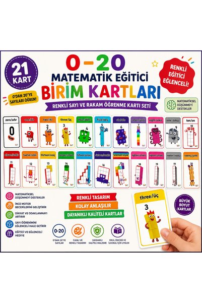Printhome 0-20 Math Educational Unit Cards Colorful Number and Numerical Lear...
