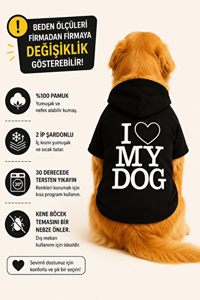 DOGİ&DOG Large Breed Black Love My Dog Dog Clothes Dog Sweater (11-45kg)