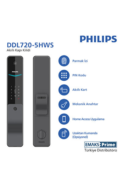 Philips Akıllı Kilit DDL720-5HWSE | (EmaksPrime Garantili) Wi-Fi, Parmak Izi,...