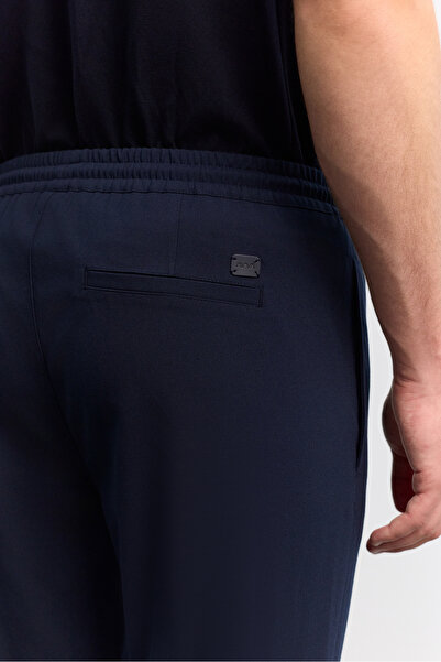 Avva Erkek Lacivert Beli Lastikli Bağcıklı Duble Paça Jogger Relaxed Fit Pantolon E003000