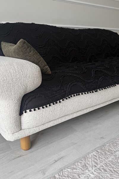 DİLETTO Home Bohemian Wavy Tassel Pompom Sofa Cover 190X220 cm Sofa Bed Sofa ...