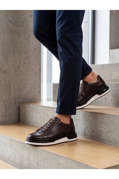 Velar Z Kahve Hakiki Deri Erkek Sneaker Ortopedik Casual Ayakkabı premium ortopedik taban günlük erkek ayakkabı