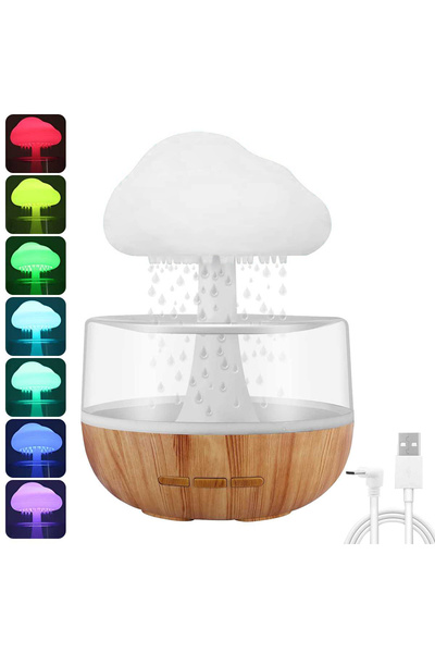 Choice 1500mAh Rain Cloud Humidifier Rain Colorful Mushroom Cloud Raindrop At...