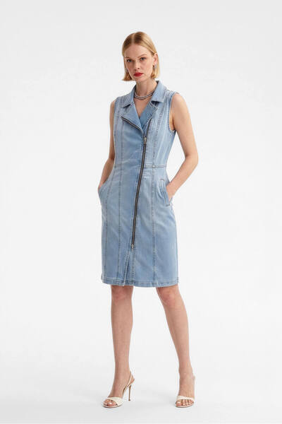 BANNY JEANS Kadın Açık Mavi Fermuarlı Jean Elbise