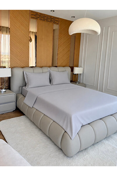 HilyMily Nevresim Takımı 200x220 cm Bambu Saten Çift Kişilik/Gri/Bambus