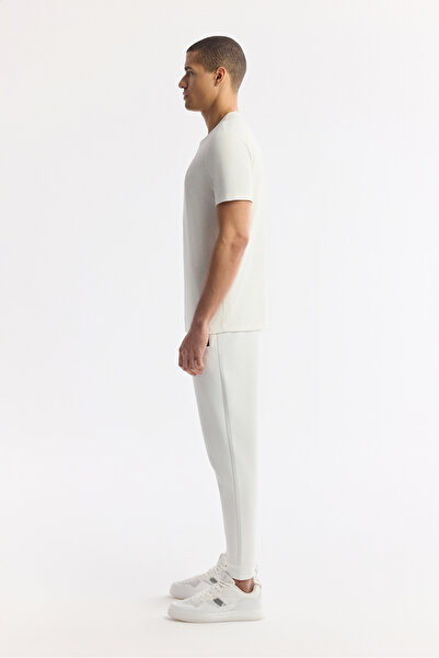 Avva Erkek Ekru Bisiklet Yaka Baskılı Soft Touch Regular Fit T-Shirt A51Y1138