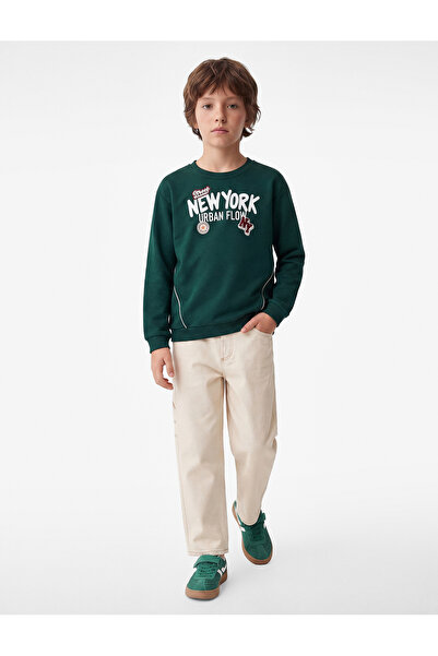 Koton Three Thread Long Sleeve Crew Neck Printed Sweatshirt