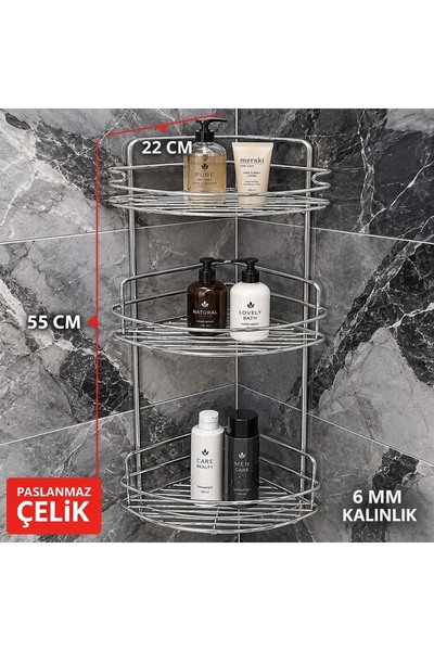 AKA HOME Ekonomi Dünyası Banyo Köşeliği Banyo Rafı Paslanmaz Banyo Köşe Duş R...