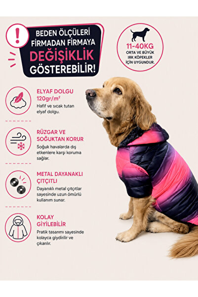 DOGİ&DOG Large Breed Pink Neon-black Anorak Puff Dog Coat